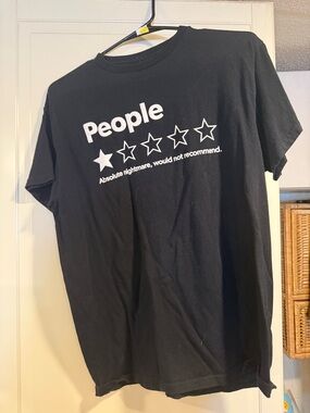 DOM People Graphic Black Men's T-Shirt - White Print size medium 3:30